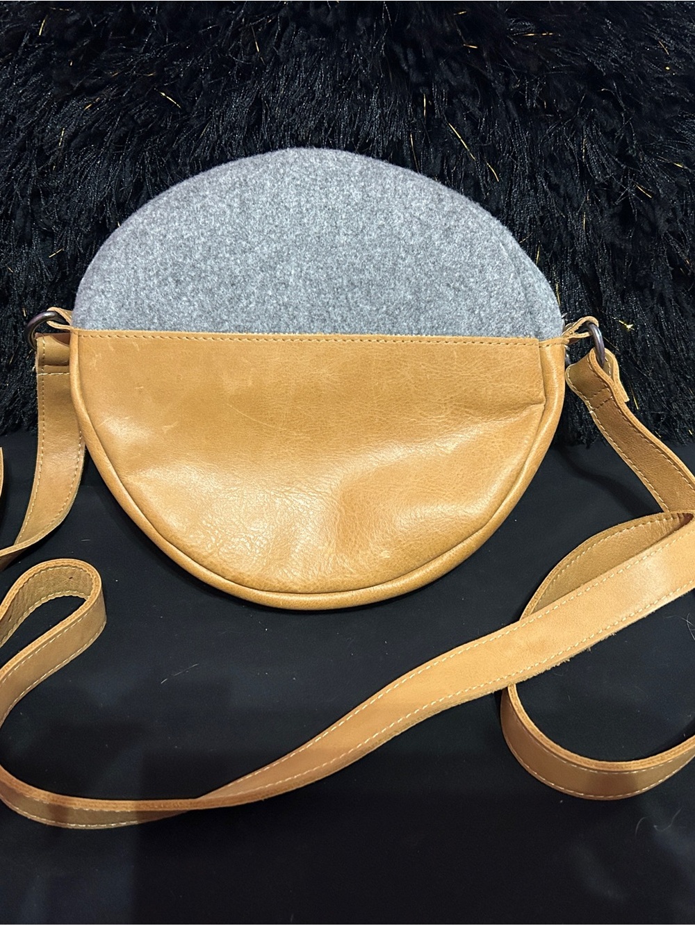 Hearth & Hand Tan and Gray Round Crossbody Bag
